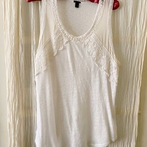 J Crew Sleeveless Top-Lace Details-Linen-Size XL